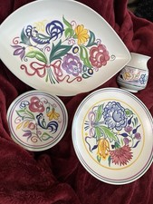 Vintage 4 pc Poole Pottery LE Cockerel Vase, plates , and platter picture