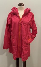 UBU Women’s Size L Reversible Rain Jacket Large Pink Orange Hooded Long Coat NWT picture