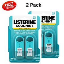 Listerine Pocketmist Cool Mint Oral Care Mist,Bad Breath Spray Strips,4 x 7.7 ml picture