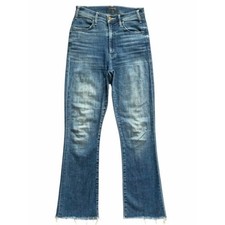 MOTHER The Hustler Ankle Fray Jeans Womens 26 Blue Bootcut Flare Wish On A Star picture