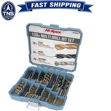 Hi-spec Drill Bit Set 130pc Titanium HSS 11 SAE Sizes 1/16in-3/8in for Wood P... picture