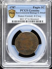 1787 States United 4 Cinq Colonial Copper Fugio Cent 1C PCGS G picture