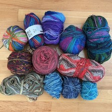 Destash Partial Skeins Self-Striping Sock Fingering DK Wool Yarn Lot 1 lb 10 oz picture