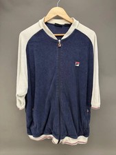 VTG Fila Velour Mens Navy Blue / White Full Zip Track Jacket Size 2XL picture