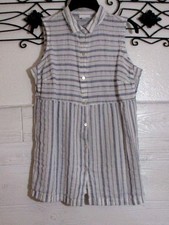 J Jill Top Women's Size S Blue Striped Sleeveless Button Up picture