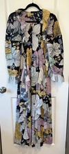 RARE BeulahStyle Long Maxi Funky Pleated Art Geometric Multicolor Dress QQ203 picture