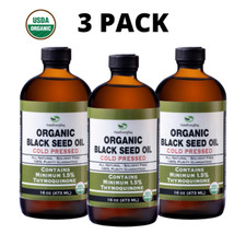 Black Seed Oil - 100% Pure USDA Organic Cold Pressed Cumin Nigella Sativa 3 PACK picture