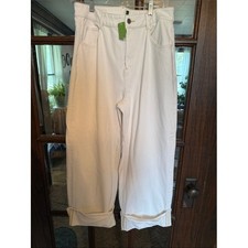 Halara High Waisted Wide Leg Denim Pants Off-White Size L Regular Clean Girl picture