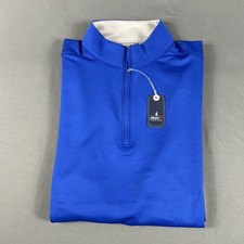 Johnnie-O Golf Pullover Diaz 1/4 Zip Medium Blue Polyester Spandex NWT MSRP $118 picture