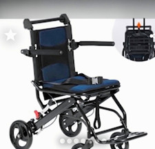 Vevor Lightweight Transport Wheelchair. 330 Lb Capacity.  Black /blue picture