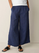 Eileen Fisher Striped Organic Cotton Gauze Wide-Leg Pant - DEEP DIVE picture