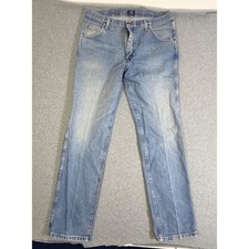 Wrangler Jeans Mens 47MWZ Regular Fit Cowboy Cut Denim Pants Blue 35x34 picture