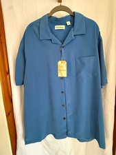 Caribbean Mens XL Blue Camp Shirt Short Sleeve Textured NWT picture