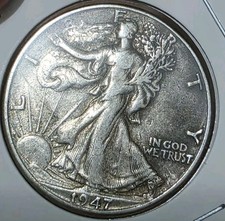 1947-D Liberty Walking Half Dollar Circulated Silver 50c Coin VF  picture