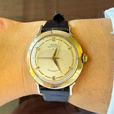 Elgin Shockmaster Automatic 10K Gold Filled Watch 35 mm Excellent Condition picture