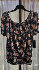 Croft & Barrow Women's Button-Up Blouse, Size 3X, Short Sleeve, Red Floral picture