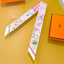 Hermès Academia Hippica Twilly Rose Nacre Multicolor Silk Scarf picture