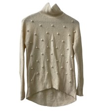 Madewell Snowglobe Bobble Turtleneck Sweater XS Cream Pom Alpaca Merino E5170 picture