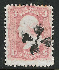 Sc #65 Neat Cross Fancy Cancel 3 Cent Washington 1861-1865 Civil War US 40D77 picture