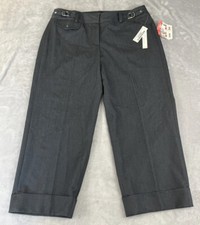 Sharagano Studio womens Dark Navy roll hem capri size 8 picture