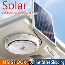 Solar Panel Powered Light Pendant Ceiling Lamp Indoor Outdoor Garden Shed Barn picture