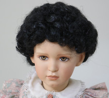 Wig Doll Size 10-11 Black Tightly Curled Mesh Cap Base Fingerwave Bob/ AfroStyle picture