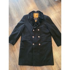 Vintage 1950s Ripley Wool Cashmere Overcoat Double Breasted Fur Collar ACWA 44L picture