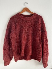 madewell red chunky knit sweater size small picture