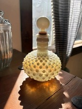 Vintage Fenton Wrisley French Opalescent Hobnail Glass Bottle with Stopper picture