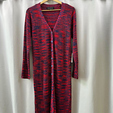 NWT Eloquii 14/16 Red Blue Knit Button V-Neck Cardigan Sweater Dress picture
