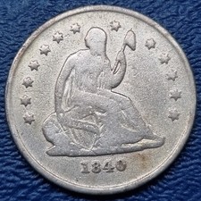 1840 O Seated Liberty Quarter 25c Better Grade Golden Toning #71911 picture