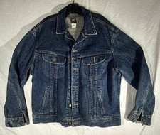 Lee Vintage 80s/90s Denim Jacket Size 44 L Dark Wash Trucker Western Work USA picture