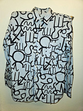 COMME des GARÇONS HOMME PLUS Men’s M Blue/White Stripe Black Button-Up Shirt picture