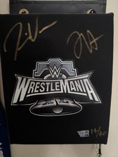 WWE WrestleMania 40 Jey & Jimmy Uso Autographed Turnbuckle Pad 14/40 Fanatics picture