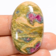 Natural Ruby Fuchsite Oval Shape Cabochon Gemstone 70.5 Ct. 38X23X7 mm X-22100 picture