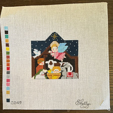Shirley C2449 Hand Painted Nativity Scene Needlepoint Canvas 18ct Mono Ultra picture