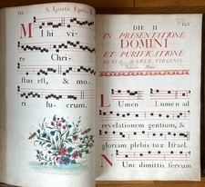 MASSIVE 18th C French Gradual Choir Book Stenciled Manuscript Hand Painted picture