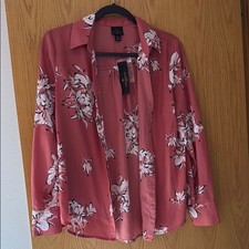 Worthington Floral Pink Button-Up Blouse picture