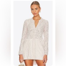 Free People Heather Lace Tunic Top Size S Champagne Pink Floral Sheer Boho picture