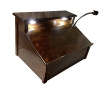 VTG Wooden Tabletop Podium Lectern Lighted Reading Mic Stand Portable Conference picture