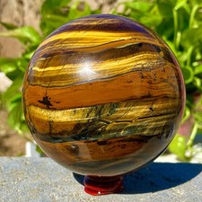 3.06LB Natural Tiger's eye stone quartz Sphere crystal ball rock Healing picture
