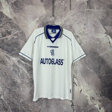CHELSEA 1998 2000 AWAY FOOTBALL SHIRT SOCCER JERSEY UMBRO WHITE sz L MEN picture