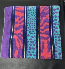 Vintage Isla Wind Beach Towel 1990s Made in Brazil 100% Cotton 31x60 purple teal picture