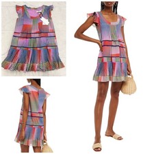 NWT $776 Saloni Women's Maggie Lattice Trimmed Printed Mini Dress Size: US 6 picture