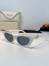 VALENTINO Cat Eye Sunglasses White Cream Gold New Women picture