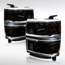 Fit 2014-2015 Chevy Silverado 1500 Smoke Headlights Headlamps Left+Right 14-15 picture