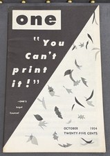 ONE: The Homosexual Viewpoint Oct. 1954 Vol 2 #8 Gay Interest Magazine RARE (f2) picture