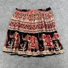 Paths of the Spirit Skirt Women S Mini Black Red Elephant Gauze Boho EUC picture