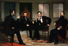 The Peacemakers Painting Abraham Lincoln General Grant Sherman - Modern Postcard picture