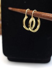 Vintage 18K Solid Gold Hoop Earrings Italy Crosby Hallmarked Granulated Gypsy picture